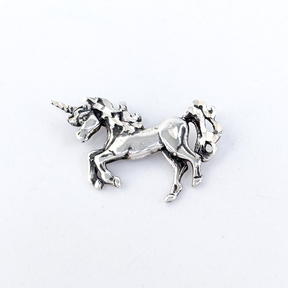 Vintage Sterling Silver 925 2.5cm Prancing Unicorn Fantasy Pendant - Picture 7 of 7